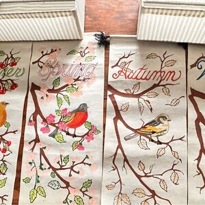 Hand Crafted Seasonal Bird art set of 4